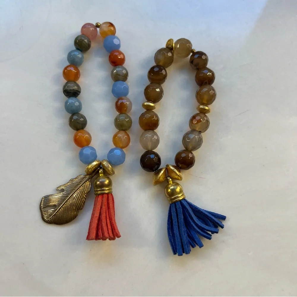 Colorful beaded stone stretch‎ bracelet set